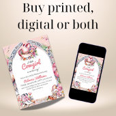 ウェスタンリトル女性のカーボーイピンクコースタルベビーシャワー 招待状