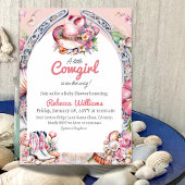 ウェスタンリトル女性のカーボーイピンクコースタルベビーシャワー 招待状