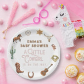 ウェスタンリトル女性のカーボーイフォトベビーシャワー ペーパープレート (パーティー)