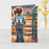 ウェスタンリトル女性のカーボーイ3rdバースデーロデオカスタム カード (黄色い花)