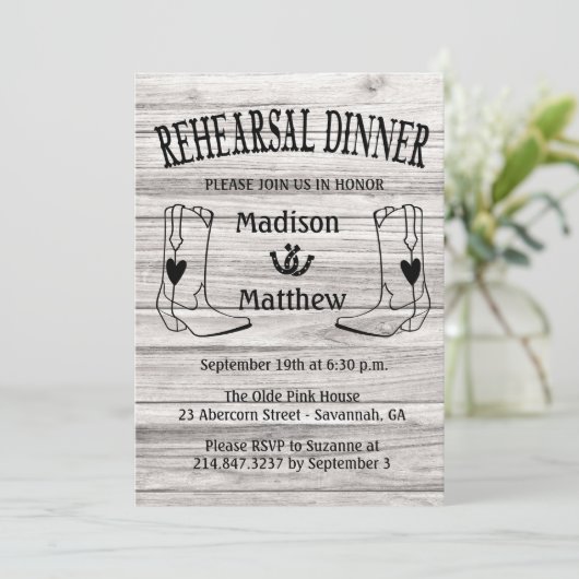 ウェスタンリハーサルディナーカウボーイ結婚ブーツ 招待状 (スタンド正面)