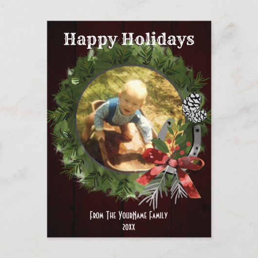 ウェスタンリースパーソナライズされたフォトホリデーカード シーズンポストカード (正面)