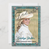 ウェスタンリード女性のカーボーイ写真卒業招待状 サンキューカード (正面)