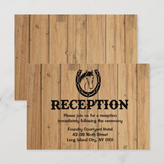 ウェスタンレセプション 馬 木製 ラスティック ウェディング 招待状 (正面/裏面)