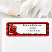 ウェスタンレッドカウボーイブーツアンドプレイドホリデー ラベル (インサイチュ)