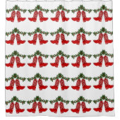 ウェスタンレッドバンダナカウボーイブーツとホリー シャワーカーテン (正面)