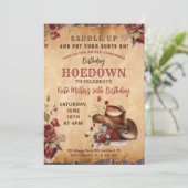 ウェスタンレッドフラワールカントリーガール誕生日ハオダウン 招待状 (スタンド正面)