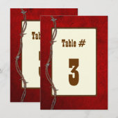 ウェスタンレッドレザー結婚式披露宴テーブルナンバー 招待状 (正面/裏面)