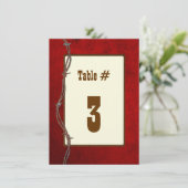 ウェスタンレッドレザー結婚式披露宴テーブルナンバー 招待状 (スタンド正面)