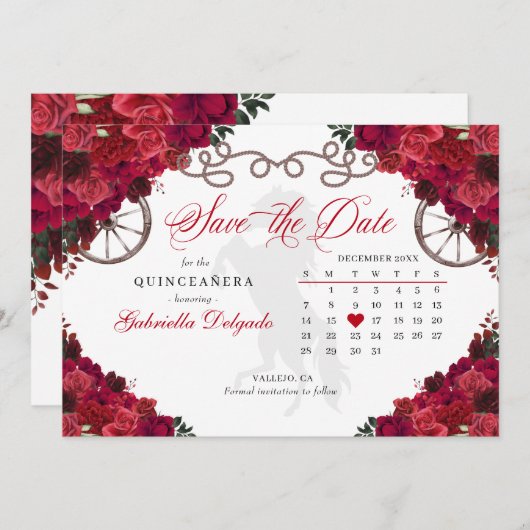 ウェスタンレッドローズチャロキンセアニラザートザデイトを保存 招待状 (正面/裏面)