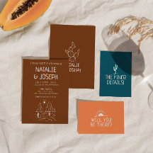 ウェスタンレトロハンドドローモダンドデザイ結婚ト