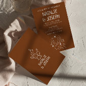 ウェスタンレトロ手描き砂漠モダンウェディング 招待状