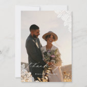 ウェスタンレースホースシューズハート結婚スクリプトの写真 サンキューカード (正面)