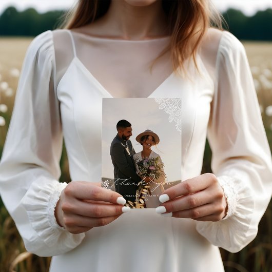 ウェスタンレースホースシューズハート結婚スクリプトの写真 サンキューカード