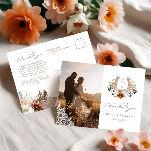 ウェスタンレースホースシューズハート結婚スクリプトの写真 ポストカード