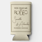 ウェスタンロデオの花嫁と花婿の結婚前お披露目パーティー スリム缶クーラー (裏面)