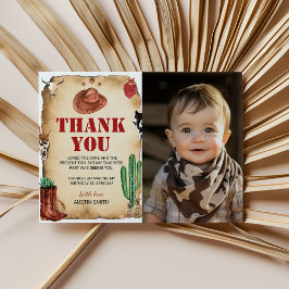 ウェスタンロデオカウボーイの誕生日写真サンクスカード サンキューカード