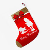 ウェスタンロデオカウボーイチームローピンレッド スモールクリスマスストッキング (裏面 (吊り時))
