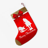 ウェスタンロデオカウボーイチームローピンレッド スモールクリスマスストッキング (裏面 (吊り時))