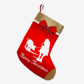 ウェスタンロデオカウボーイチームローピンレッド スモールクリスマスストッキング (正面 (吊り時))