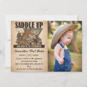 ウェスタンロデオカウボーイファーストロデオ誕生日写真 招待状 (正面)