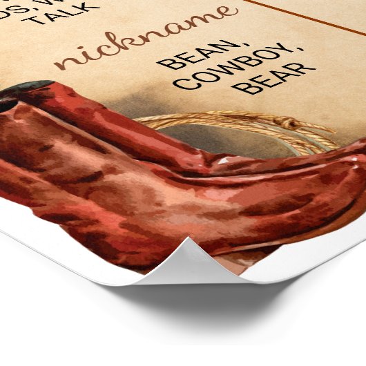 ウェスタンロデオカウボーイファースト誕生日マイルストーンサイン ポスター (角)