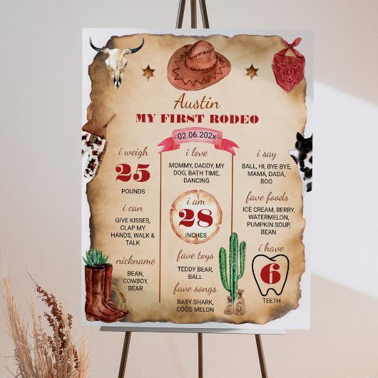 ウェスタンロデオカウボーイファースト誕生日マイルストーンサイン ポスター