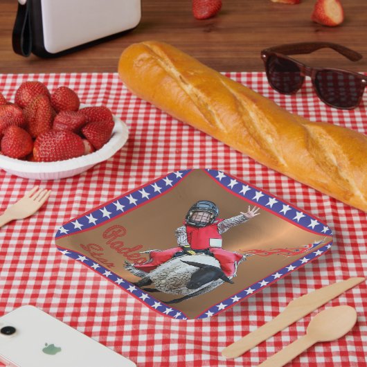 ウェスタンロデオスターマットンバスティングキッド ペーパープレート (ピクニック)