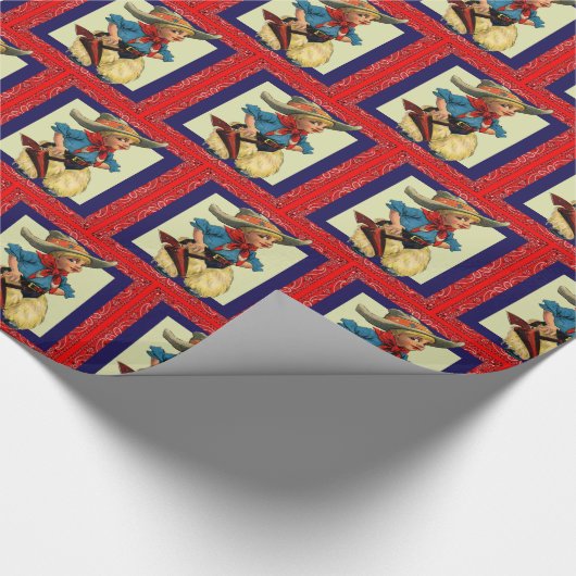 ウェスタンロデオヴィンテージカウボーイキッドギフトラッピング ラッピングペーパー (角)