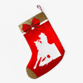 ウェスタンロデオ女性のカーボーイバレルレースオンレッド スモールクリスマスストッキング (裏面 (吊り時))