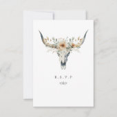 ウェスタンロングホーンスカルの食事の選択肢ウェディングRSVP 出欠カード (正面)