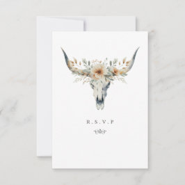 ウェスタンロングホーンスカルの食事の選択肢ウェディングRSVP 出欠カード