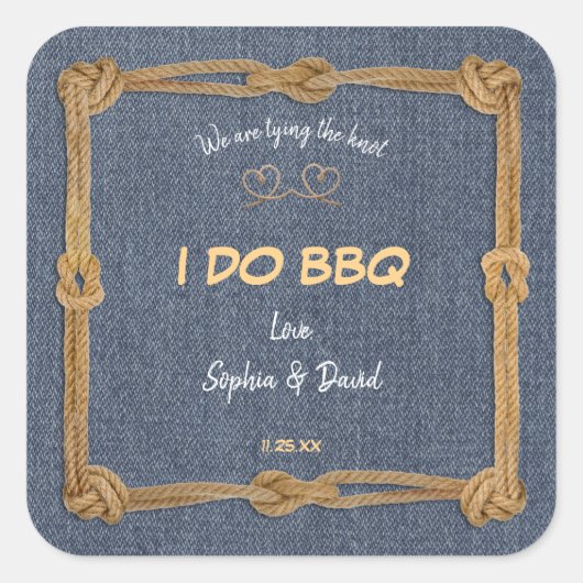 ウェスタンロープで結ばれたノット BBQ レセプション スクエアシール (正面)