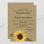 ウェスタンロープとひまわりの結婚式 招待状 (正面/裏面)