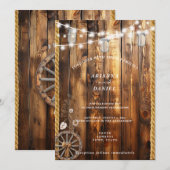 ウェスタンロープワゴンホイールメイソンジャー ストリング ライト 招待状 (正面/裏面)