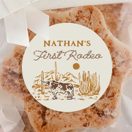 ウェスタンワイルドウェスト最初のロデオ1番目の誕生日ステッカー ラウンドシール