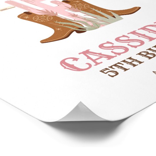 ウェスタンワイルドウエスト女性のカーボーイバースデーパーティーウェルカム ポスター (角)