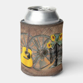 ウェスタンワゴンホイールギターカウボーイブーツひまわり 缶クーラー (缶正面)