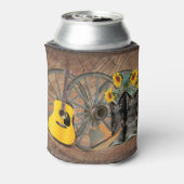 ウェスタンワゴンホイールギターカウボーイブーツひまわり 缶クーラー (缶裏面)