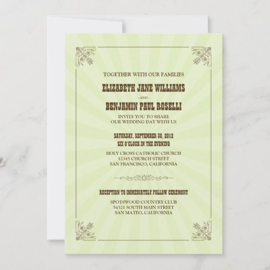 ウェスタンヴィンテージウエディング招待状(サージ) 招待状 (正面)