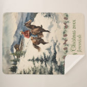 ウェスタンヴィンテージカウボーイクリスマス シェルパブランケット (正面(横))