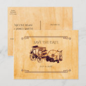 ウェスタンヴィンテージカントリーウェディング日付を保存 案内ポストカード (正面/裏面)