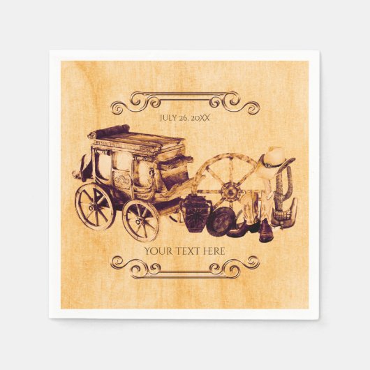 ウェスタンヴィンテージカントリーエレガントな結婚式 スタンダードカクテルナプキン (正面)