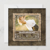 ウェスタンヴィンテージグラッドフォトカードベージュスター 招待状 (裏面)