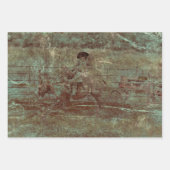 ウェスタンヴィンテージテクスチャロデオカントリーホースライディング ラッピングペーパーシート (正面3)