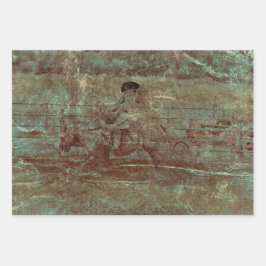 ウェスタンヴィンテージテクスチャロデオカントリーホースライディング ラッピングペーパーシート