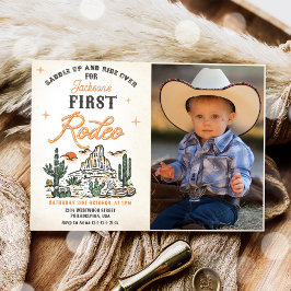 ウェスタンヴィンテージデザートファースト誕生日写真 招待状