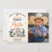 ウェスタンヴィンテージデザートファースト誕生日写真 招待状 (正面)