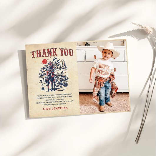 ウェスタンヴィンテージデザートロデオ誕生日写真 サンキューカード