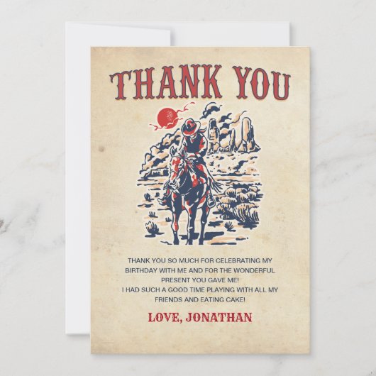 ウェスタンヴィンテージデザートロデオ誕生日 サンキューカード (正面)